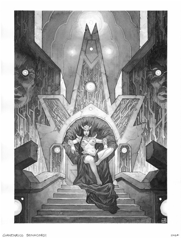 Gianenrico Bonacorsi, Koraline sur son trône - Original Illustration