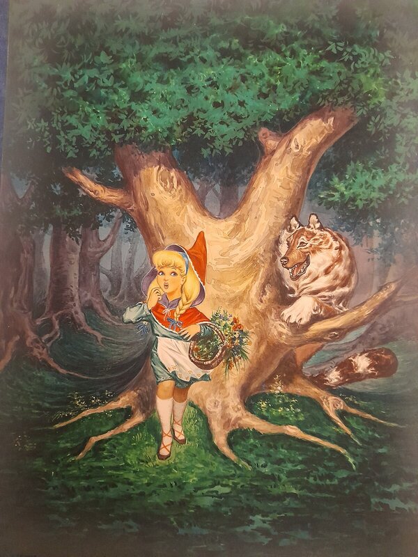 Auteur inconnu, Le Petit Chaperon rouge rencontre le Loup - Original Illustration