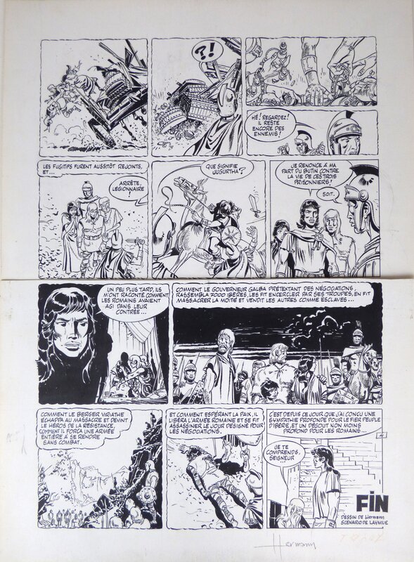 En vente - Hermann, Jean-Luc Vernal, Le lionceau des sables - Planche originale