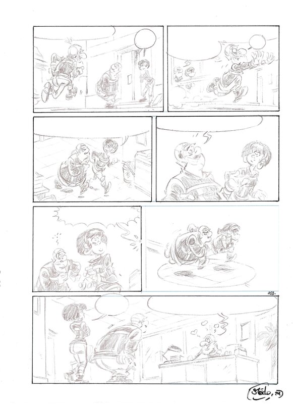 Stédo, Crayonné planche 752 Les Pompiers - Œuvre originale