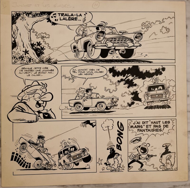 Greg, Luc Junior Junior et les évadés - Planche originale