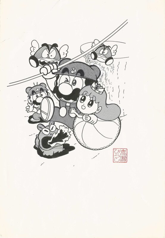Hiroshi Takase, Mario, Luigi, Princess Peach & Winged Goombas | Nintendo / Super Mario-kun | Mario Bros - Original Illustration