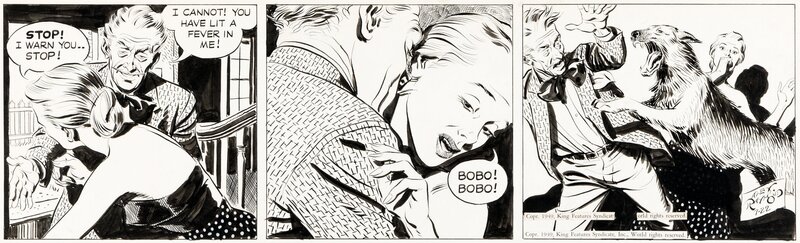 Alex Raymond, Rip Kirby - Quadriptyque - 22 Juillet 1949 - Planche originale