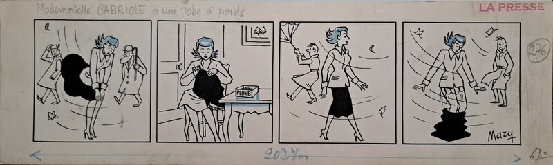 Mary, Jean Blondeau, Mlle Cabriole a une robe à poids - Planche originale