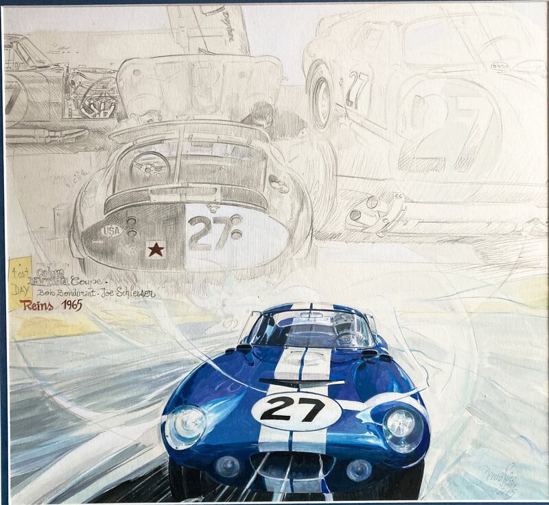 Denis Sire, Le Mans 1965 - Shelby cobra nr 27- - Original Illustration