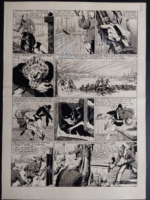 Chott Fantax 27 Planche Originale 7 N&B et Lavis . Éo Pierre Mouchot 1948 . - Planche originale