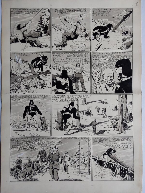 Chott Fantax 28 Planche Originale 5 N&B et Lavis . Éo Pierre Mouchot 1948 . - Planche originale