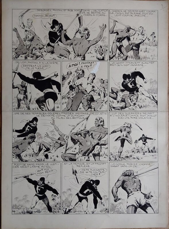 Chott Fantax 31 Planche Originale 3 N&B et Lavis . Éo Pierre Mouchot 1948 . - Planche originale