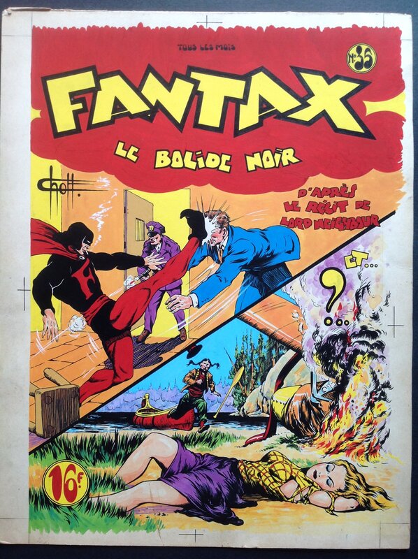 Chott FANTAX 35 Le Bolide Noir Couverture Originale . Éo Pierre Mouchot 1948 . - Couverture originale