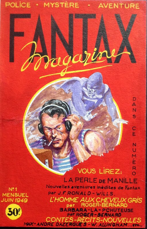 Chott FANTAX Magazine 1 Couverture Originale . Éo Pierre Mouchot 1949 . - Couverture originale
