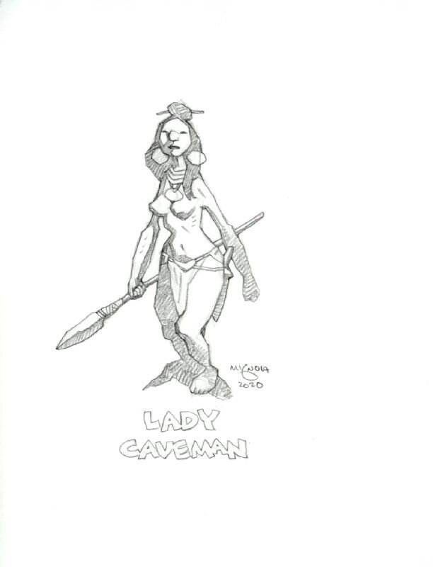 Lady Caveman by Mike Mignola - Original Illustration