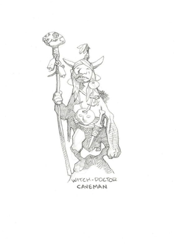 Mike Mignola, Witch Doctor Caveman - Original Illustration