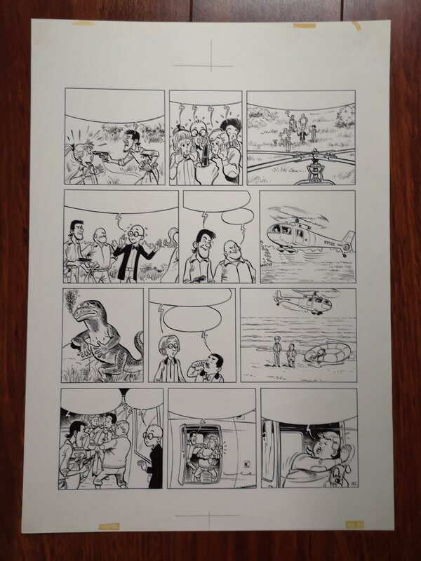 En vente - (1976) Craenhals - Les 4 As et la saucisse volante - Planche originale 32 - Planche originale