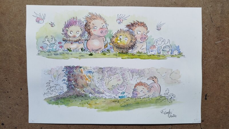 En vente - François Gomès, Petites choses mignonnes 2 - Illustration originale