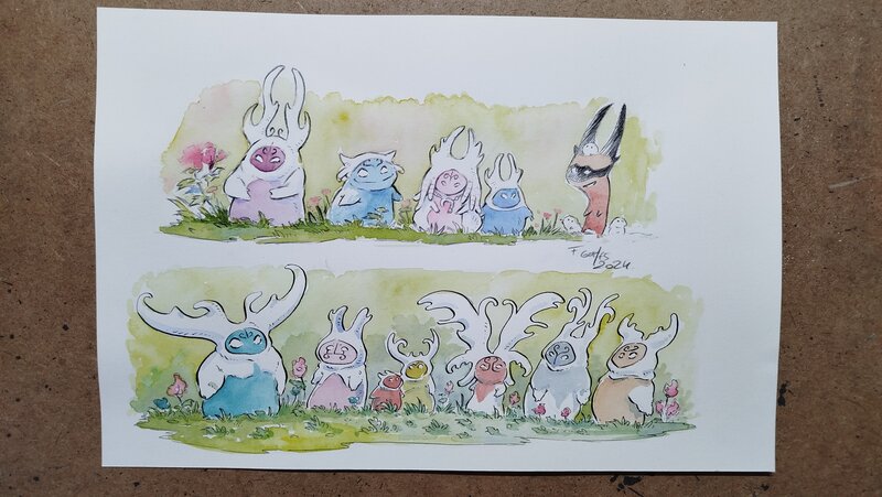 En vente - François Gomès, Petites choses mignonnes - Illustration originale