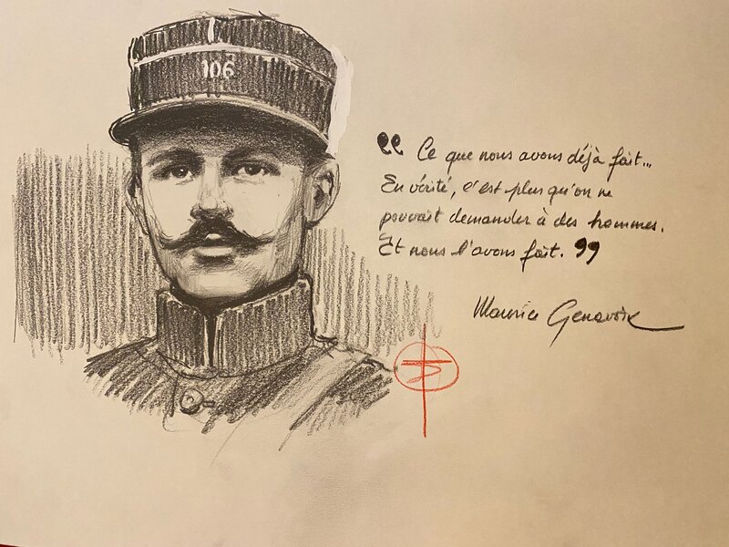 Stéphan Agosto, illustration originale, portrait de Maurice Genevoix, 