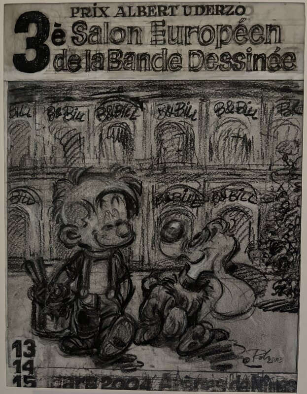 Jean Roba, Boule et Bill sketch poster for BD Salon in Nîmes 2003 - Planche originale