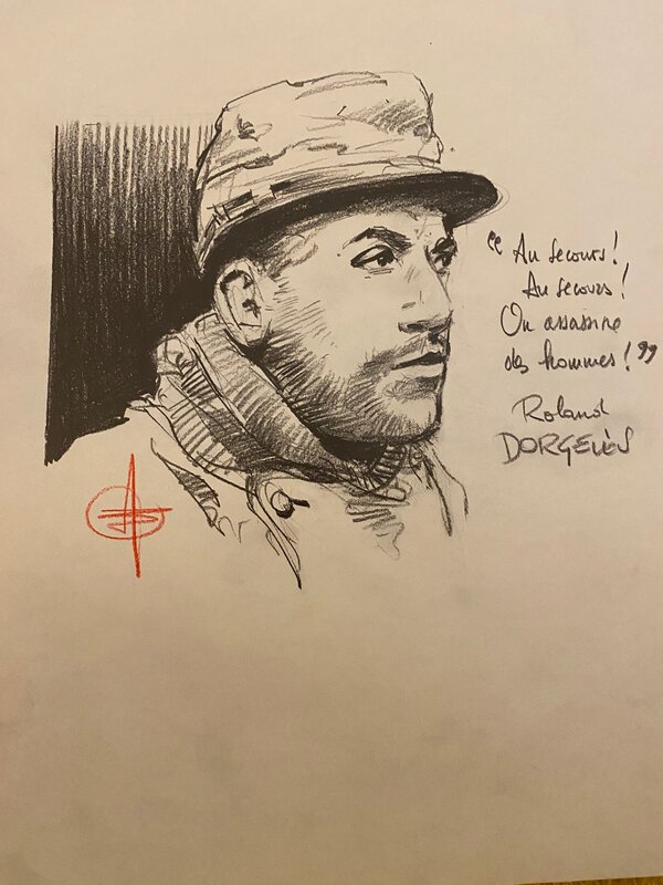 Stéphan Agosto, illustration originale, portrait de Roland Dorgelès, 