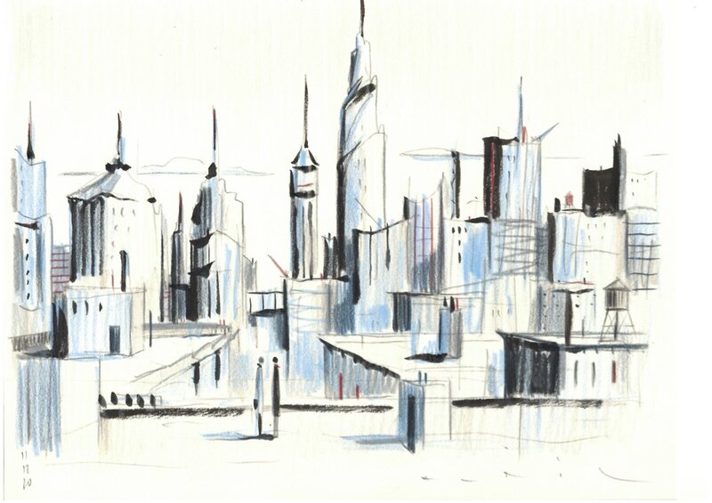 New York Bleu par François Avril - Illustration originale