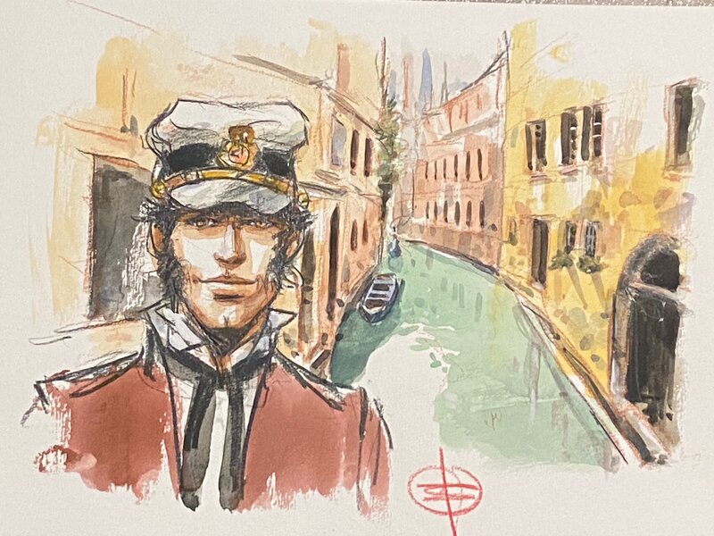 Stéphan Agosto, illustration originale, Hommage à Hugo Pratt. - Illustration originale