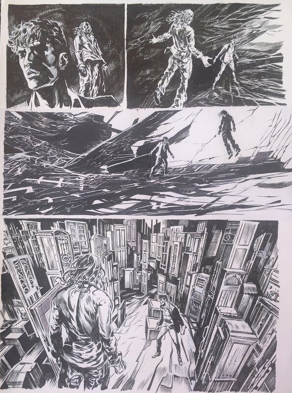En vente - Paolo Martinello, Palola Barbato, Tiziano Sclavi, Martinello, Dylan Dog#392, il primordio, planche n°76, 2019. - Planche originale