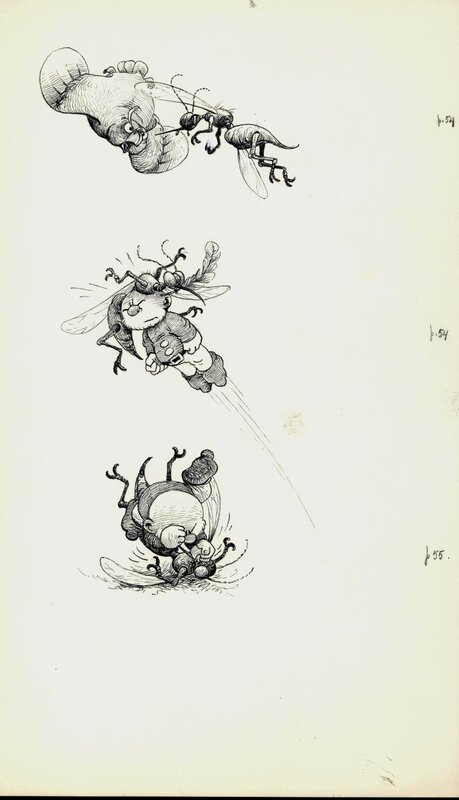 Jean Dulieu, Paulus de Boskabouter - Paulus en de Insecten - Original Illustration