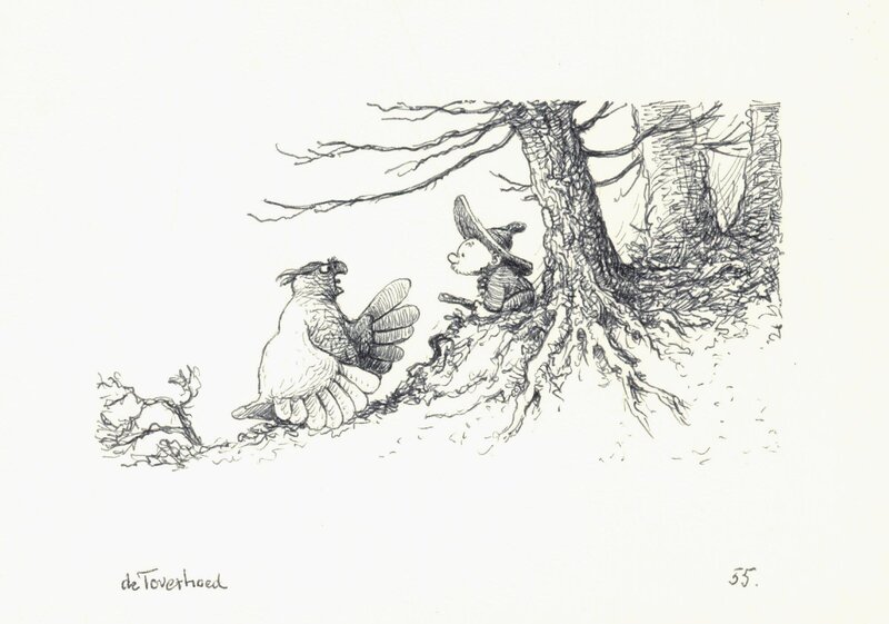 Jean Dulieu, Paulus de Boskabouter - Paulus en de Toverhoed - Original Illustration