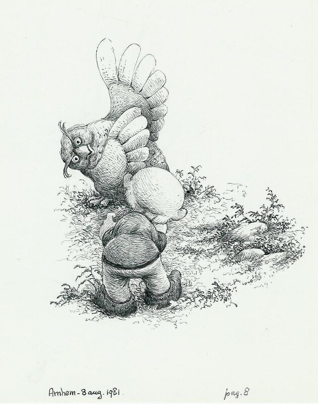 Jean Dulieu, Paulus de Boskabouter - Paulus en het Beest van Ploumanac - Original Illustration