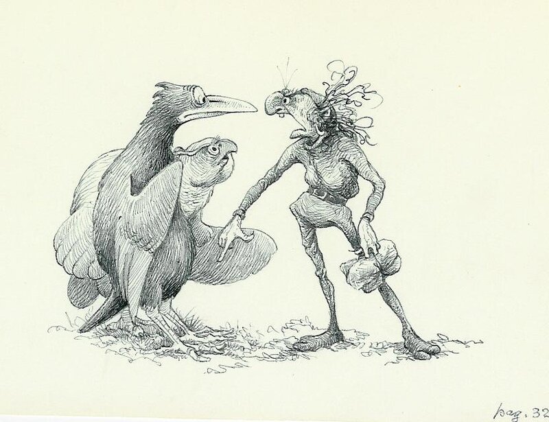 Jean Dulieu, Paulus de Boskabouter - Paulus en het Beest van Ploumanac - Original Illustration