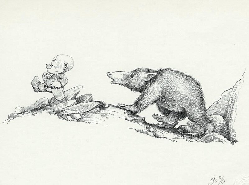 Jean Dulieu, Paulus de Boskabouter - Paulus en het Beest van Ploumanac - Original Illustration
