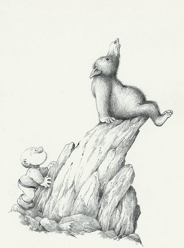 Jean Dulieu, Paulus de Boskabouter - Paulus en het Beest van Ploumanac - Original Illustration