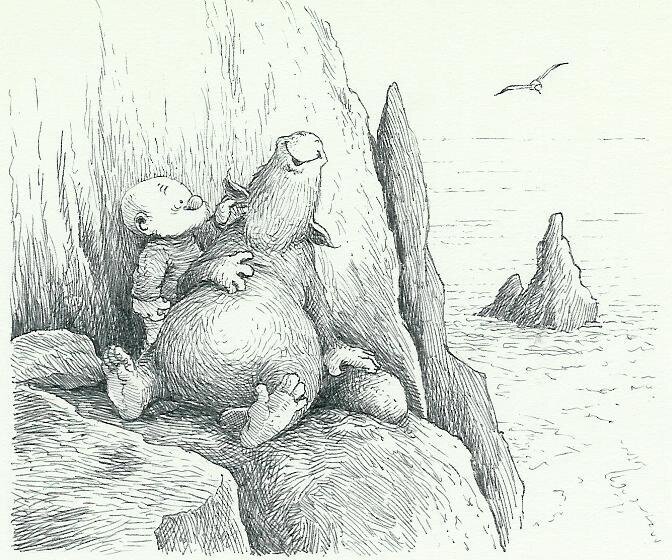 Jean Dulieu, Paulus de Boskabouter - Paulus en het Beest van Ploumanac - Original Illustration