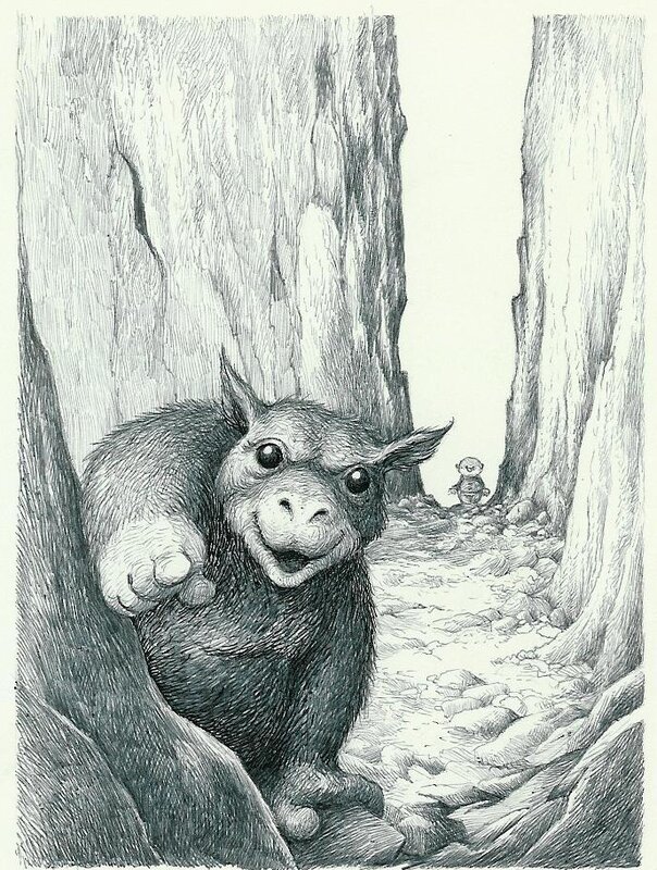 Jean Dulieu, Paulus de Boskabouter - Paulus en het Beest van Ploumanac - Original Illustration