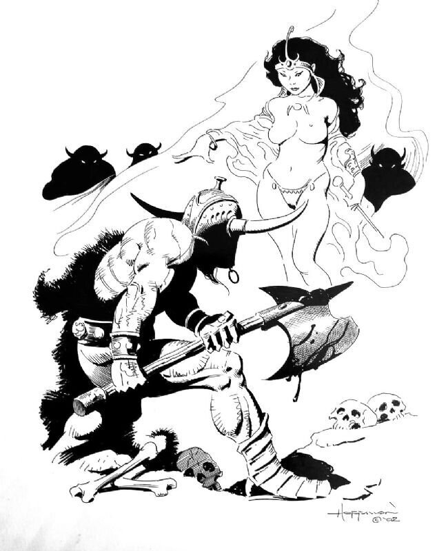 Minotaur Axe by Mike Hoffman - Original Illustration