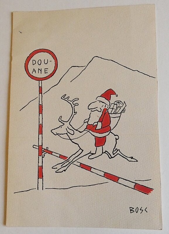 Jean Bosc, Père Noel et les boucliers douaniers - Planche originale