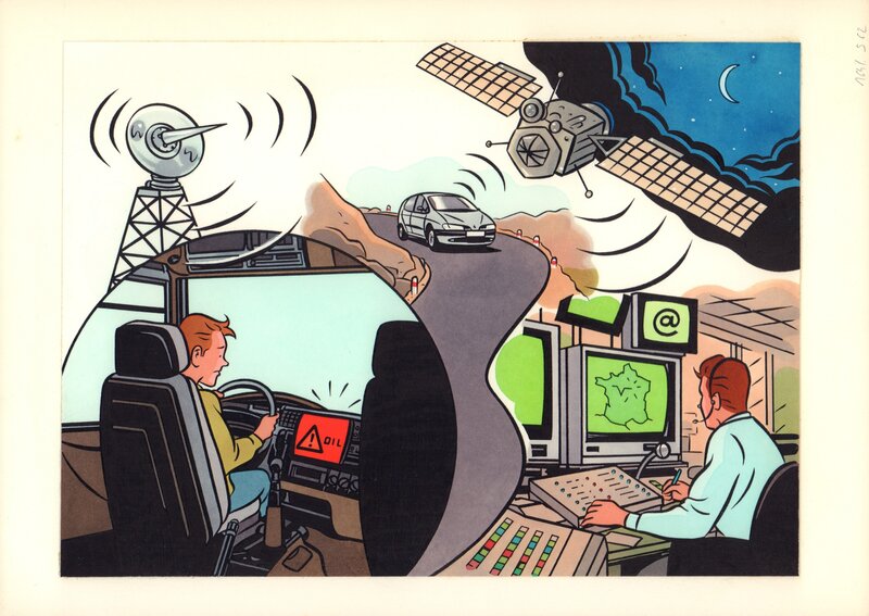 En vente - Satellite par Walter Minus - Illustration originale