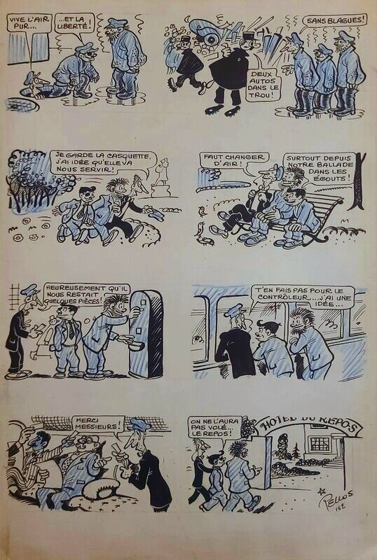 René Pellos, Les Pieds Nickelés Soldats (planche 142) - Planche originale