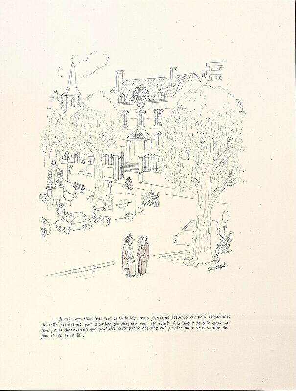 La partie obscure par Sempé - Illustration originale