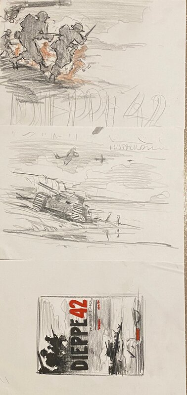 Stéphan Agosto, croquis préparatoires originaux pour la couverture de l'album 