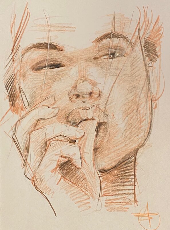 Stéphan Agosto, illustration originale, portrait féminin ... Gourmand ! - Illustration originale