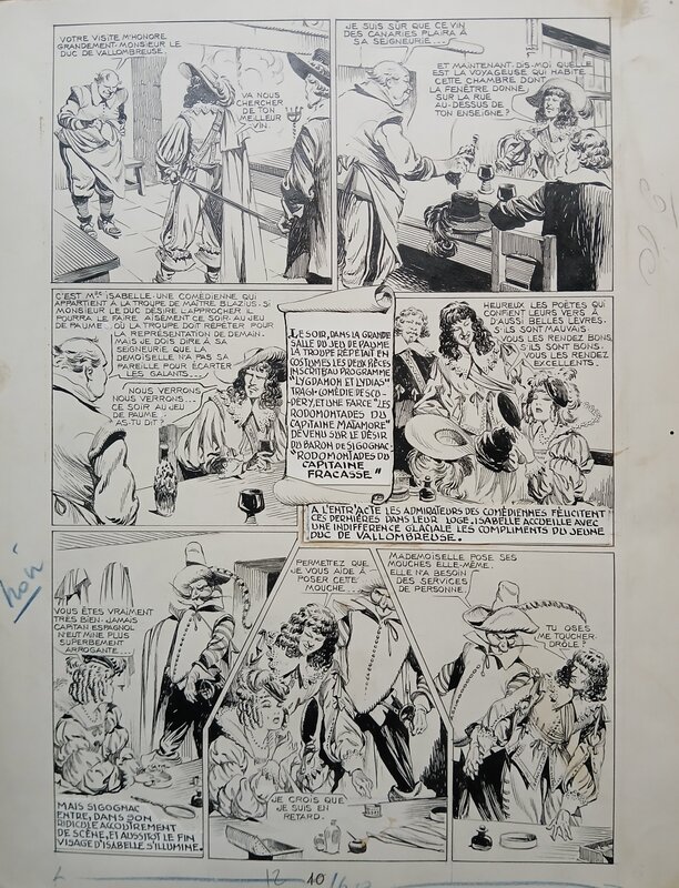 René Giffey, Théophile Gautier, Capitaine Fracasse, planche originale - Planche originale