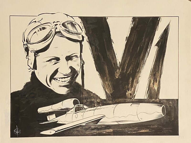 Stéphan Agosto, illustration originale, Hanna Reitsch et son V1, 
