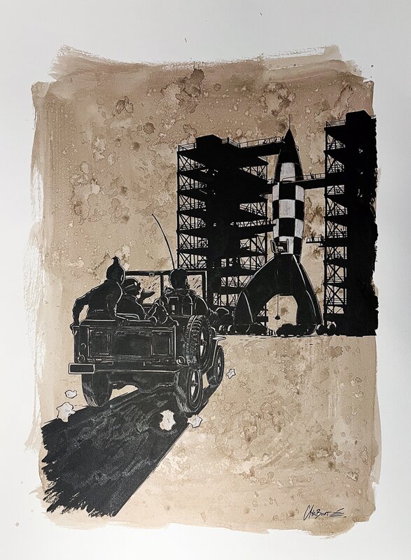 Hommage à Hergé par Christophe Chabouté - Illustration originale