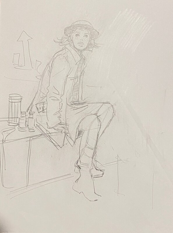 Stéphan Agosto, croquis préparatoire, veilleuse sur les toits de Londres, 
