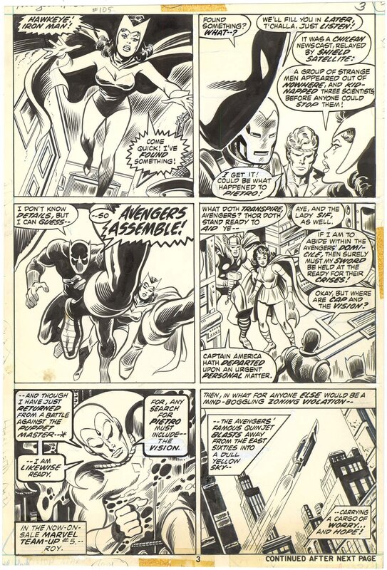 En vente - Avengers #105 p3 par John Buscema, Jim Mooney - Planche originale
