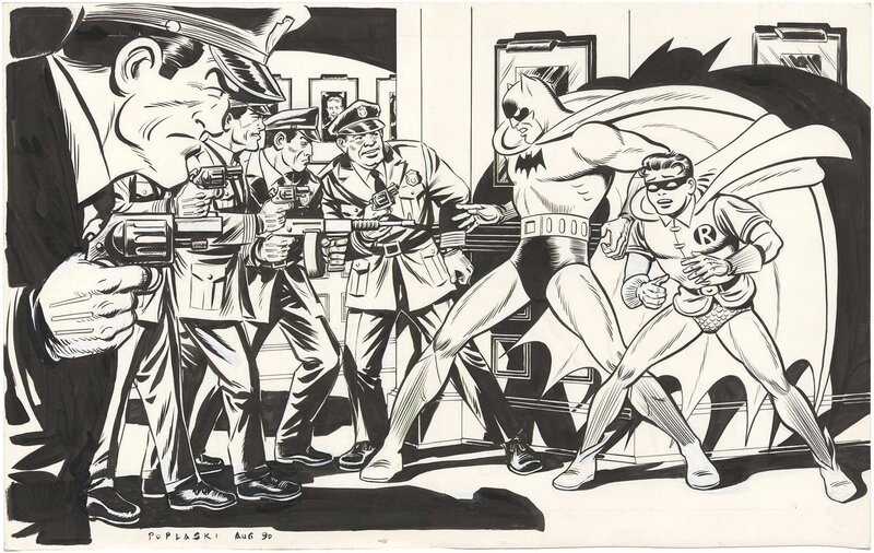 En vente - Peter Poplaski, Batman: The Dailies 1944 - 1945  Cover (Signed) - Couverture originale