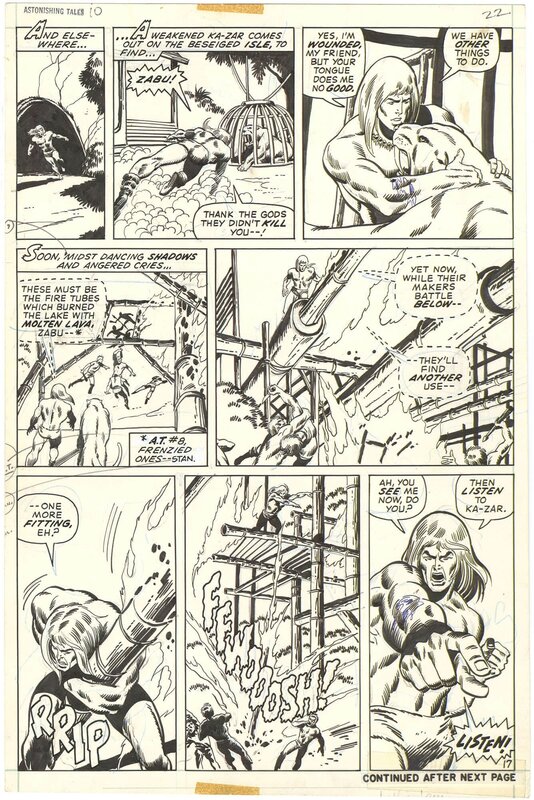 For sale - Barry Windsor-Smith, Sal Buscema, Astonishing Tales #10 p17 (Ka-Zar and Zabu) - Comic Strip