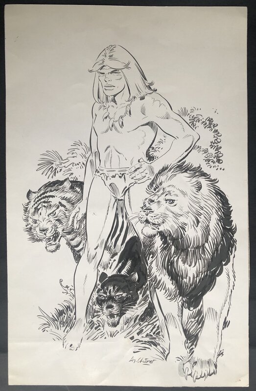 André Chéret, Roger Lécureux, Rahan - Couverture - Le maître des fauves. - Couverture originale