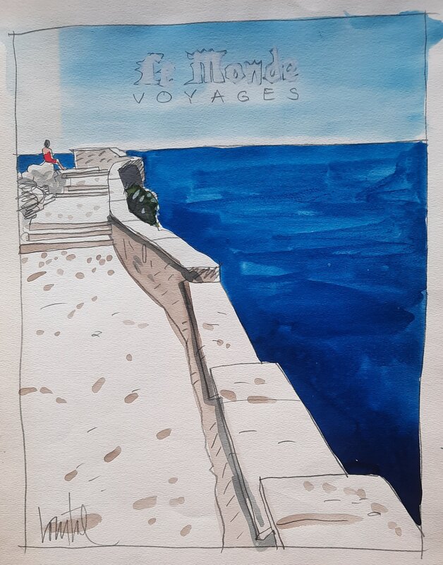 Loustal, Le Monde voyages : Cap Formentor, Mallorca - Illustration originale