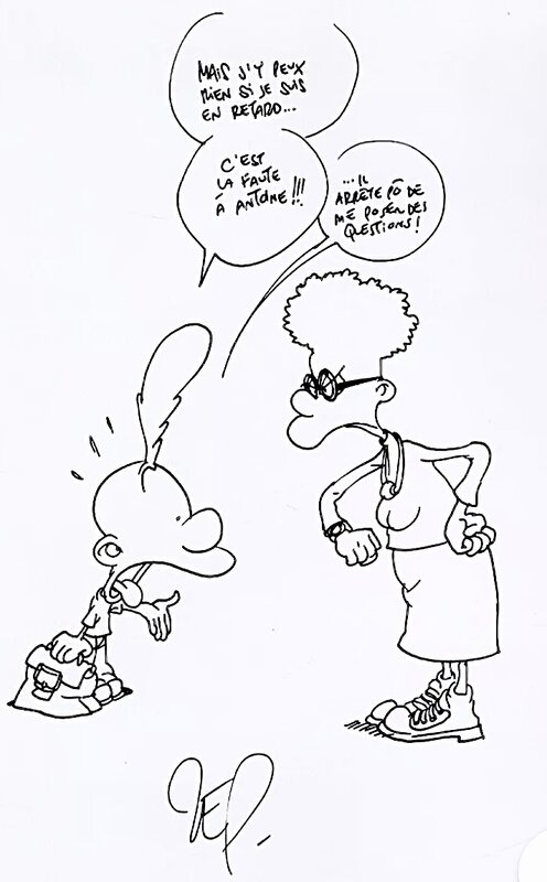 Zep, TITEUF : DEDICACE À 2 PERSONNAGES PLEIN PIED TOME 10 
